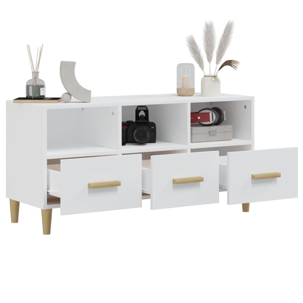 Modern Wooden TV Tele Stand Unit Cabinet With 3 Storage Drawers Wood