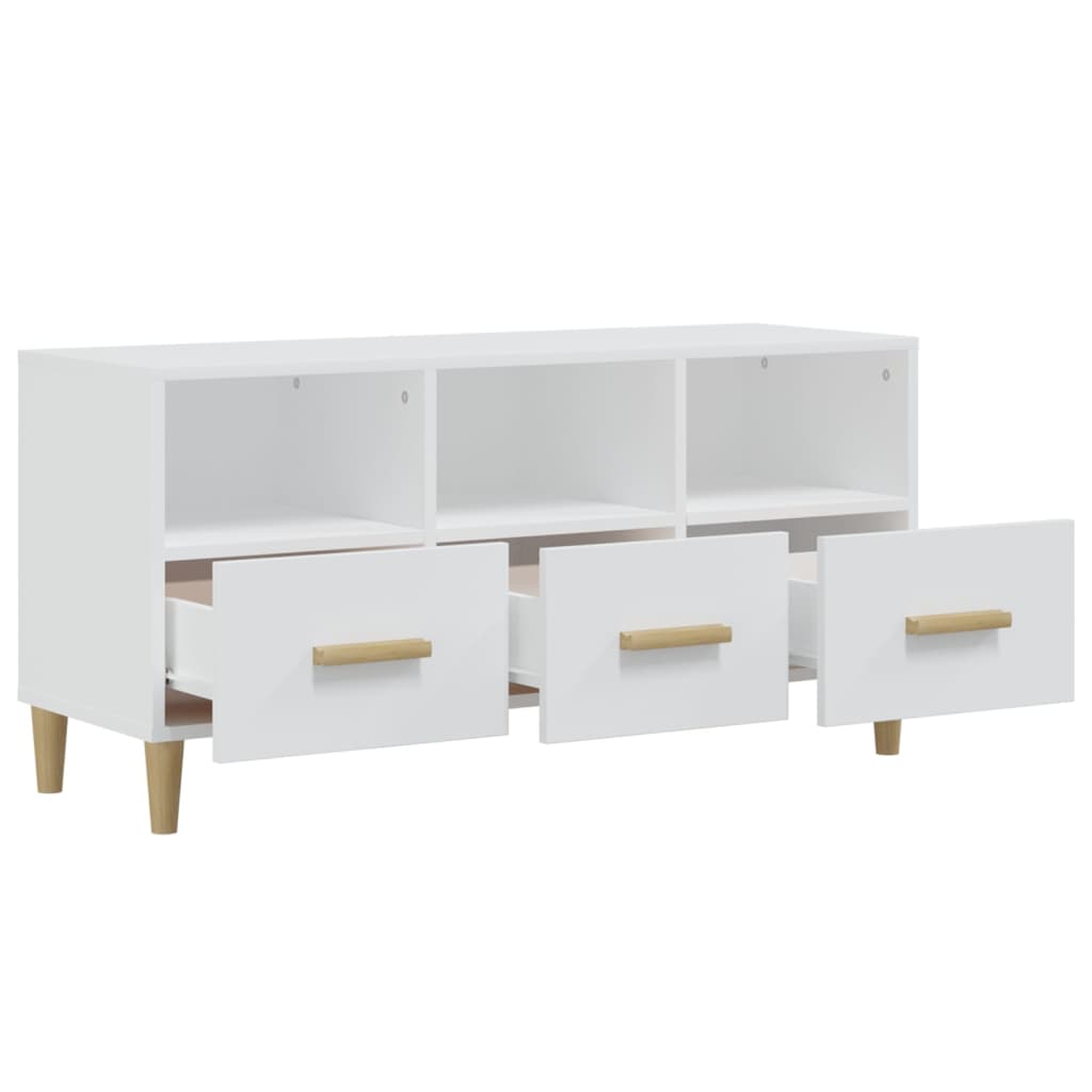 Modern Wooden TV Tele Stand Unit Cabinet With 3 Storage Drawers Wood