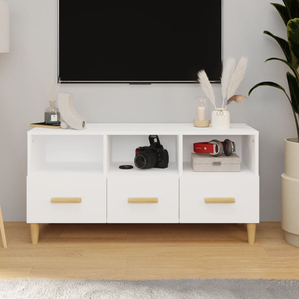 Modern Wooden TV Tele Stand Unit Cabinet With 3 Storage Drawers Wood