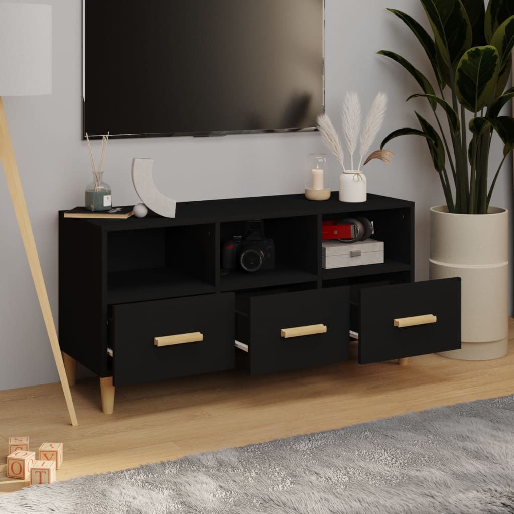 Modern Wooden TV Tele Stand Unit Cabinet With 3 Storage Drawers Wood