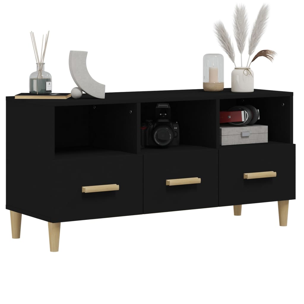 Modern Wooden TV Tele Stand Unit Cabinet With 3 Storage Drawers Wood