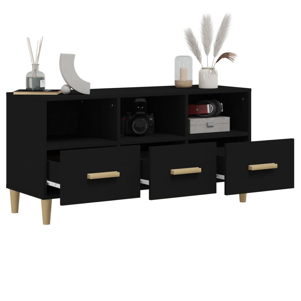 Modern Wooden TV Tele Stand Unit Cabinet With 3 Storage Drawers Wood