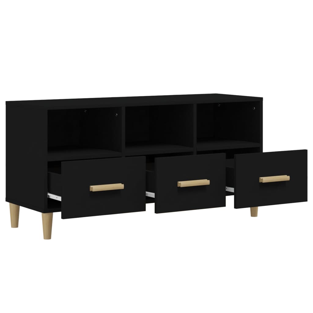 Modern Wooden TV Tele Stand Unit Cabinet With 3 Storage Drawers Wood