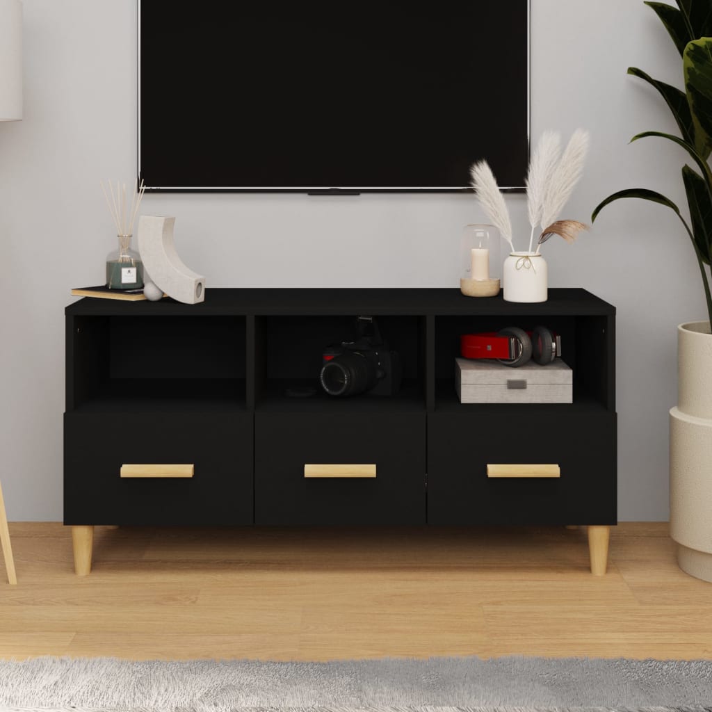 Modern Wooden TV Tele Stand Unit Cabinet With 3 Storage Drawers Wood