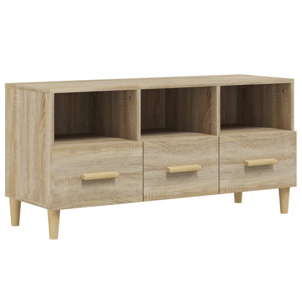 Modern Wooden TV Tele Stand Unit Cabinet With 3 Storage Drawers Wood