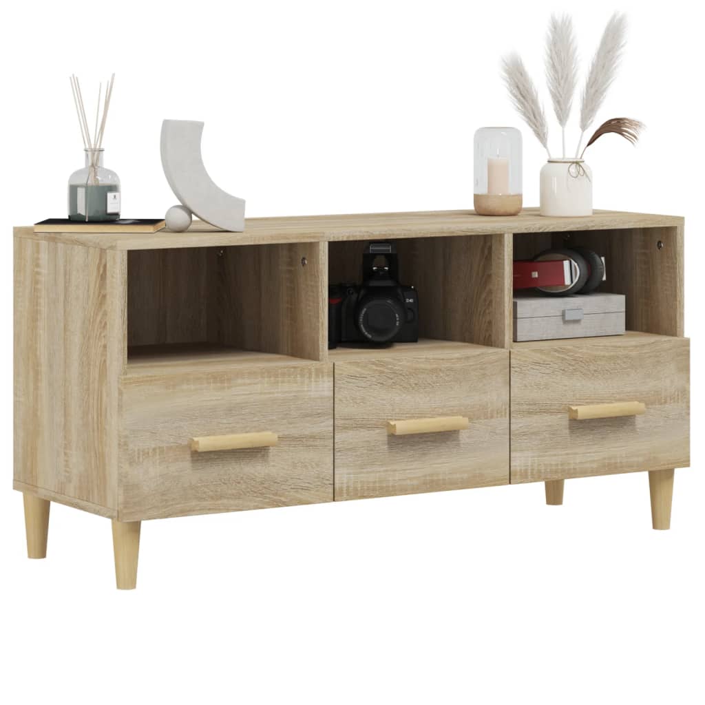 Modern Wooden TV Tele Stand Unit Cabinet With 3 Storage Drawers Wood