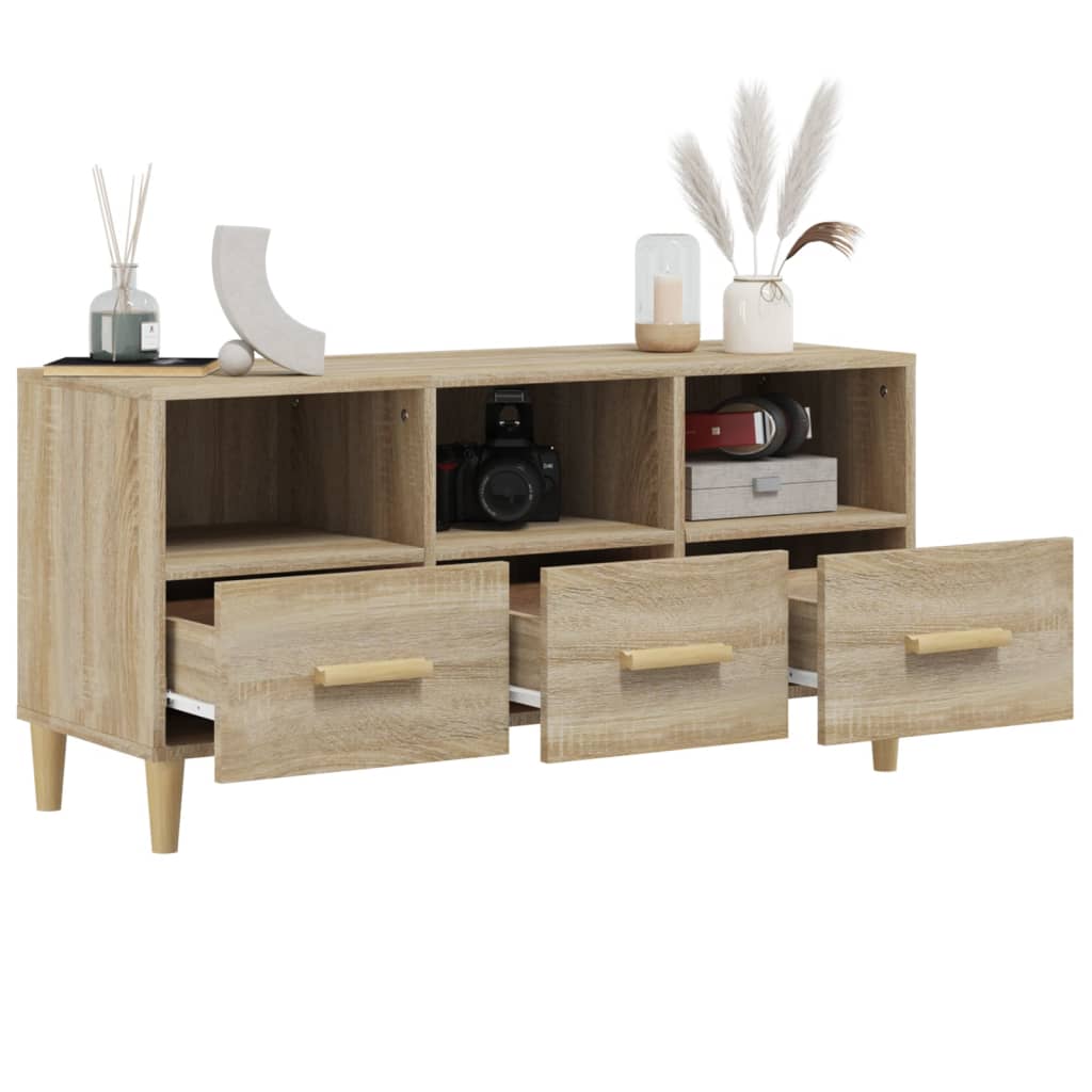 Modern Wooden TV Tele Stand Unit Cabinet With 3 Storage Drawers Wood