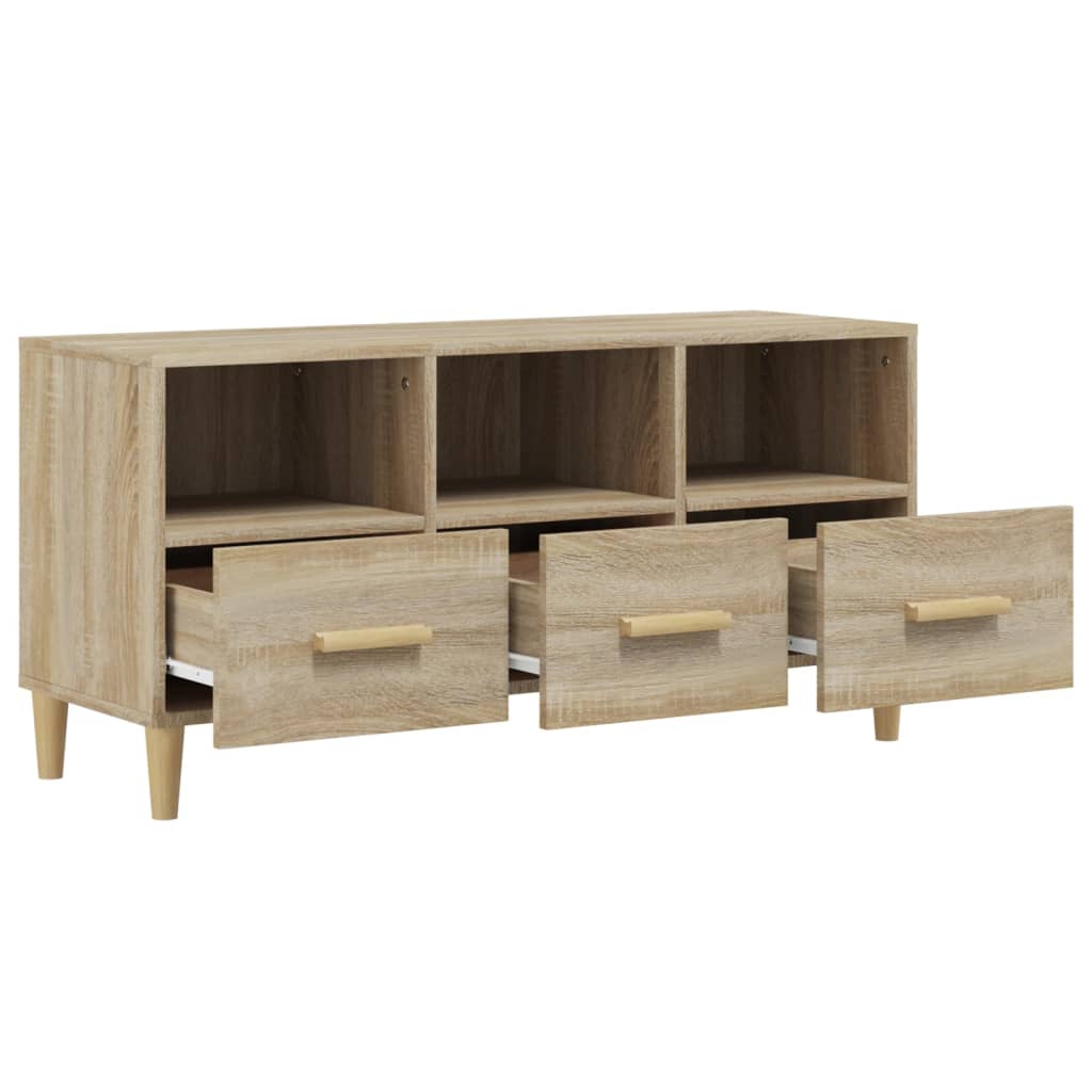 Modern Wooden TV Tele Stand Unit Cabinet With 3 Storage Drawers Wood