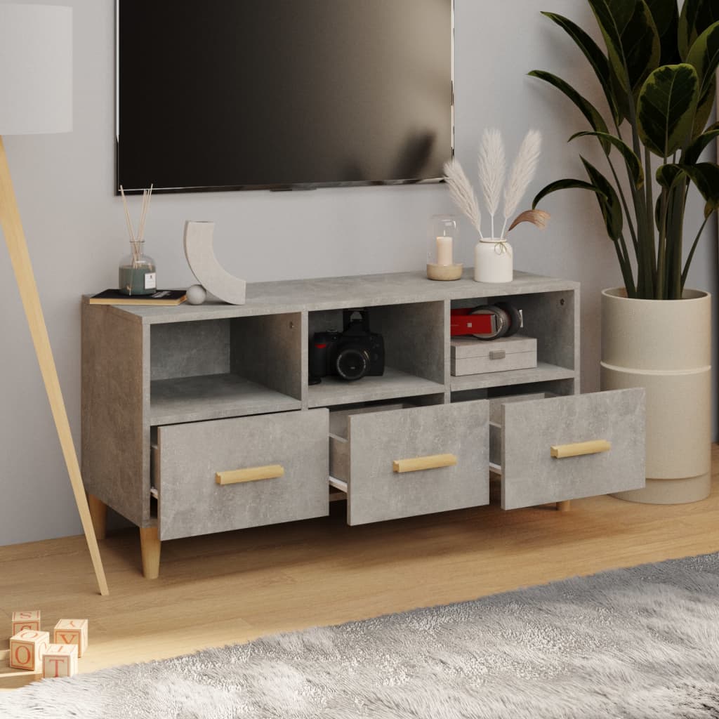 Modern Wooden TV Tele Stand Unit Cabinet With 3 Storage Drawers Wood