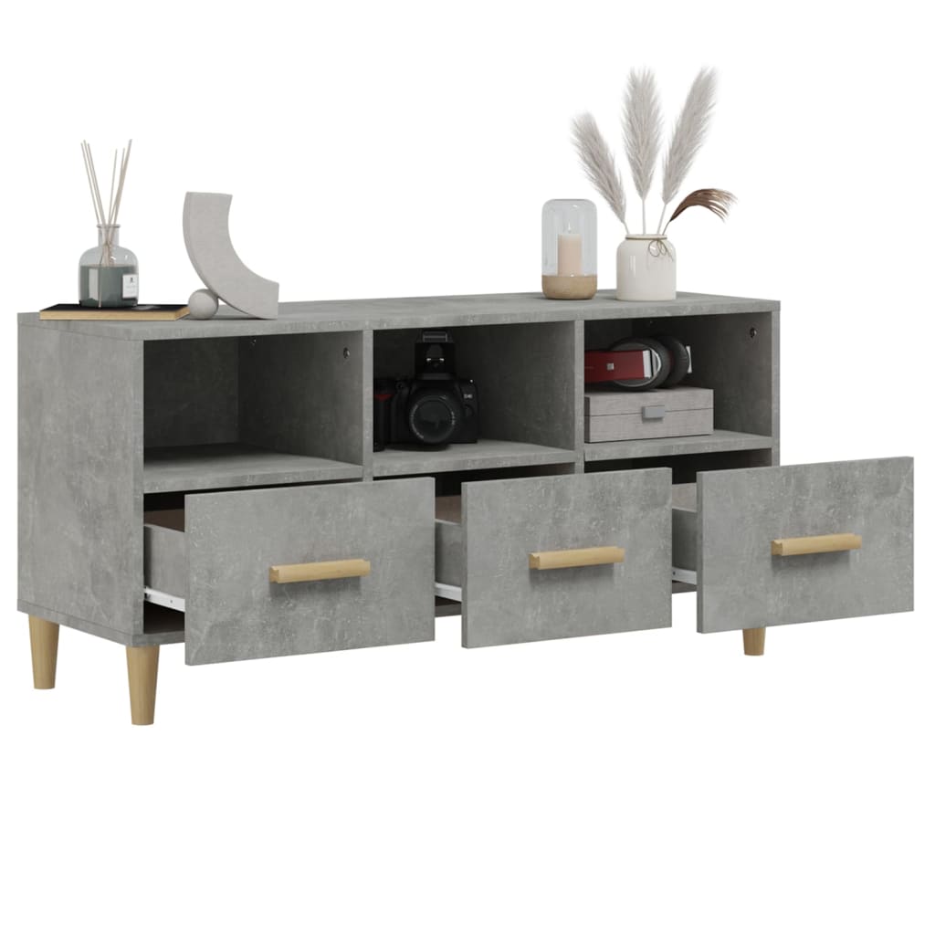 Modern Wooden TV Tele Stand Unit Cabinet With 3 Storage Drawers Wood