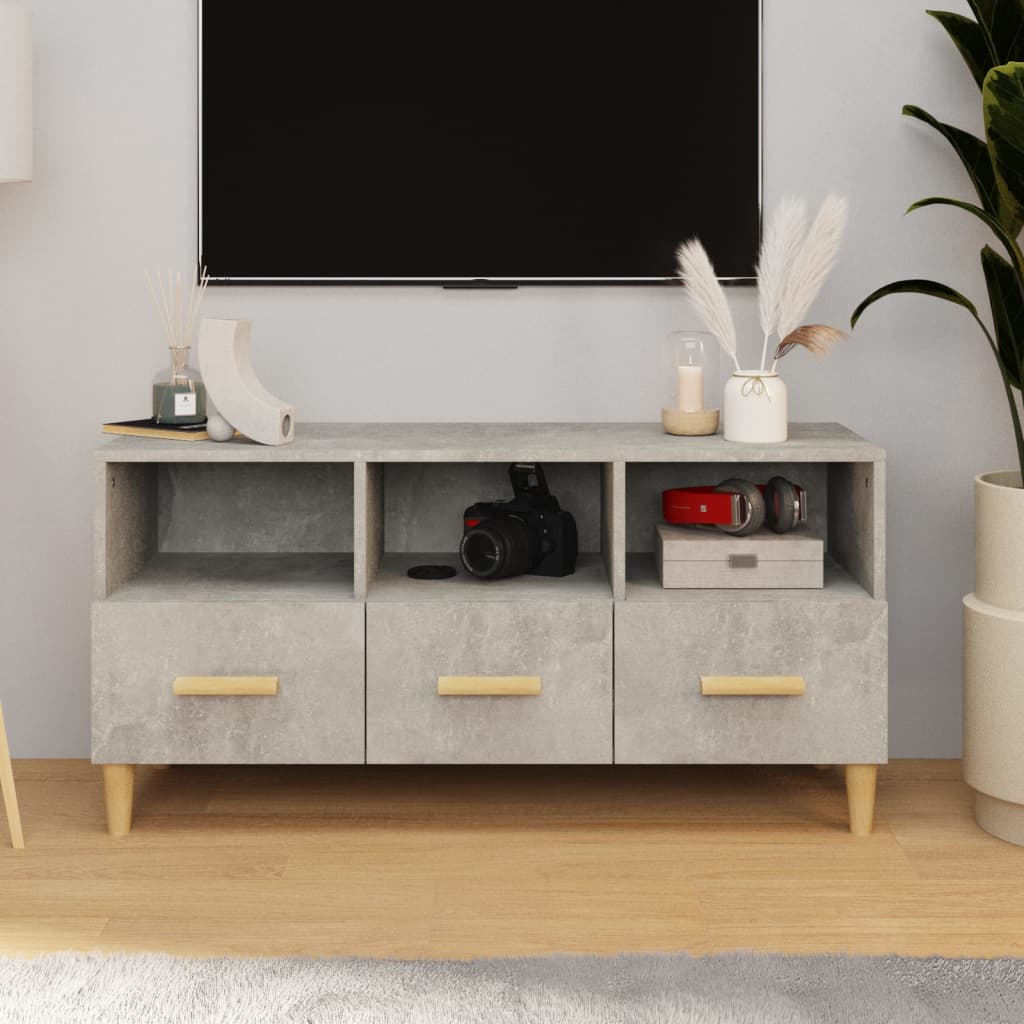 Modern Wooden TV Tele Stand Unit Cabinet With 3 Storage Drawers Wood