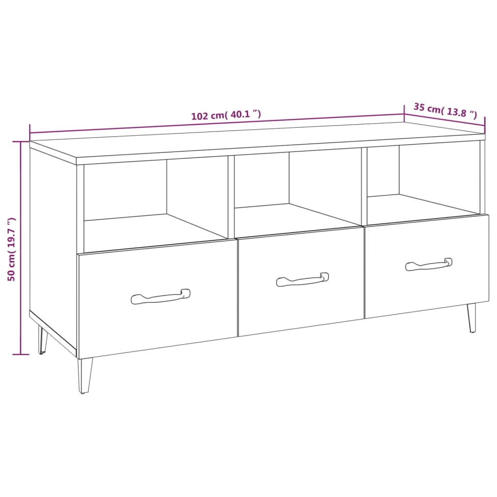 TV Cabinet Concrete Grey 102x35x50 cm Engineered Wood