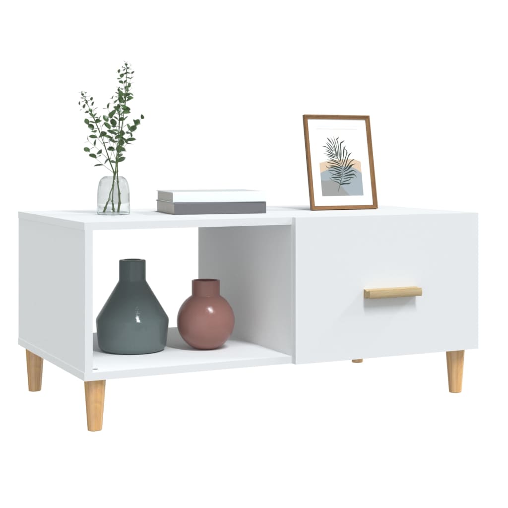 Coffee Table White 89,5x50x40 cm Engineered Wood