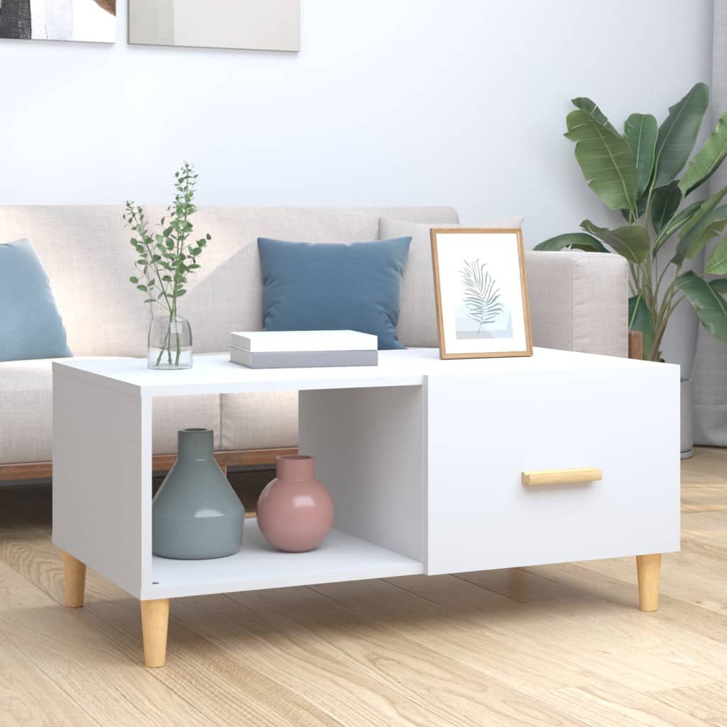 Coffee Table White 89,5x50x40 cm Engineered Wood