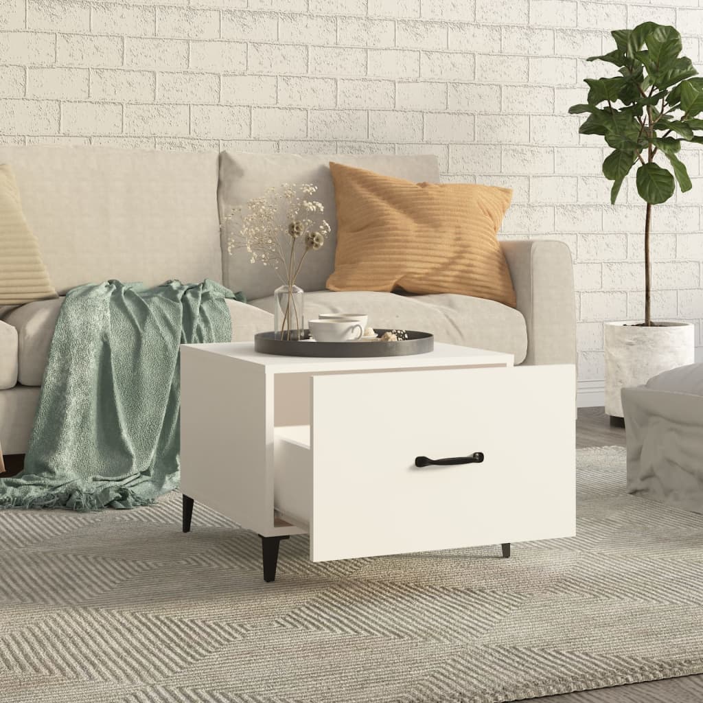 Coffee Table with Metal Legs White 50x50x40 cm