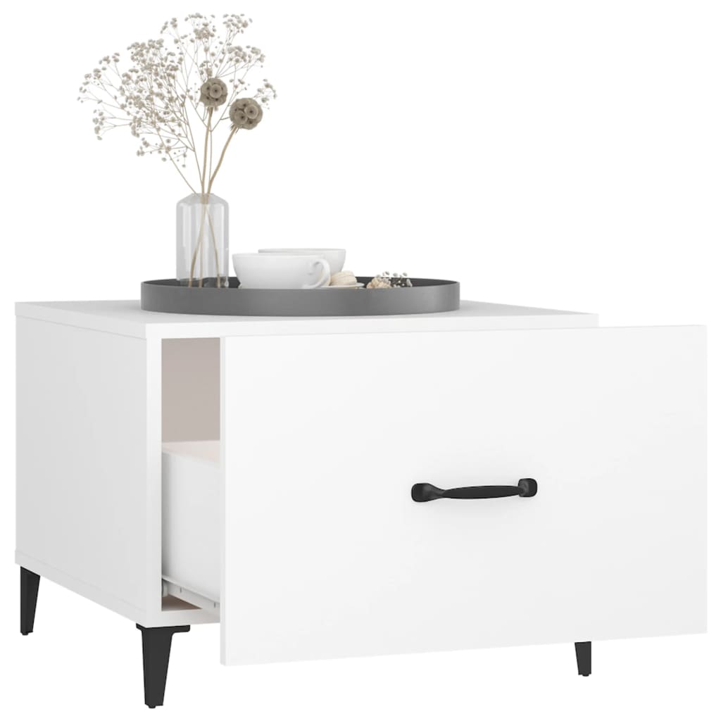 Coffee Table with Metal Legs White 50x50x40 cm