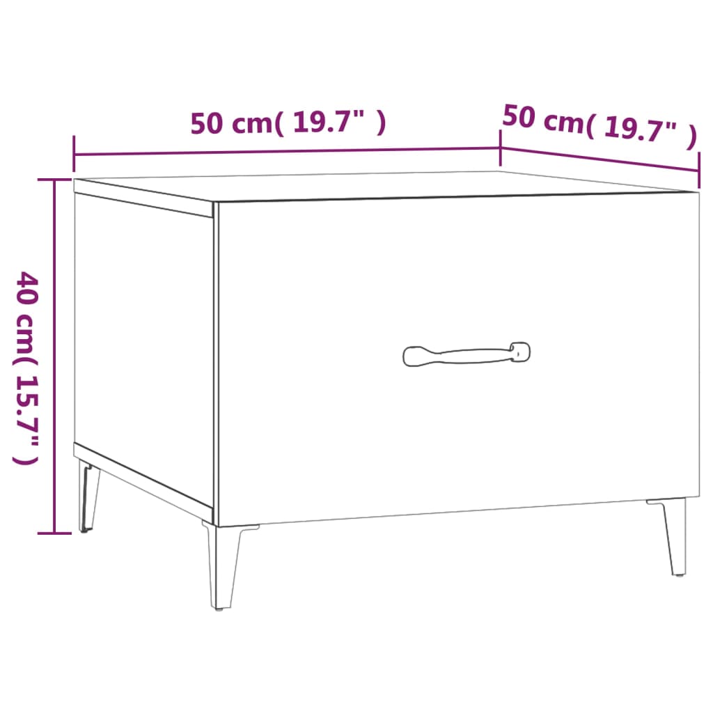 Coffee Table with Metal Legs Sonoma Oak 50x50x40 cm