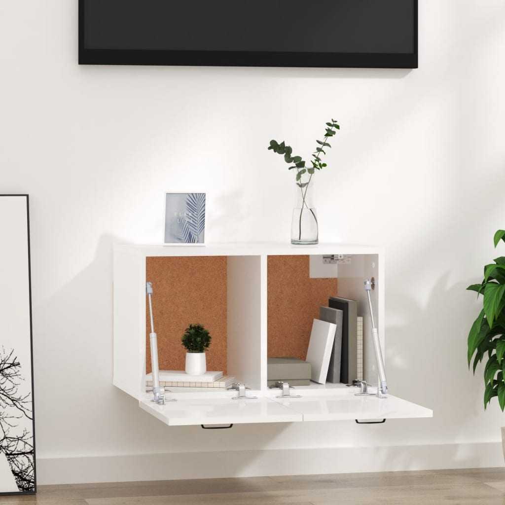 Wall Cabinet High Gloss White 60x 36.5x35 cm Engineered Wood