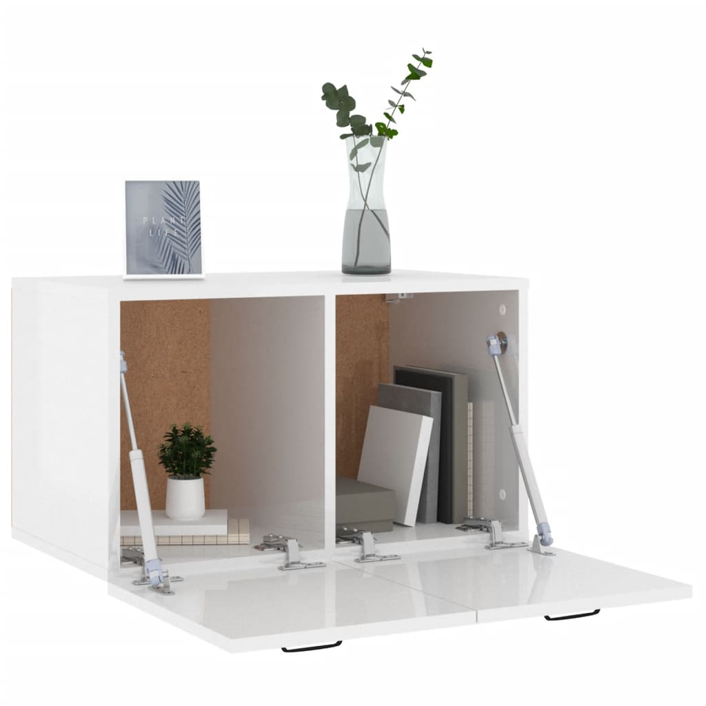 Wall Cabinet High Gloss White 60x 36.5x35 cm Engineered Wood