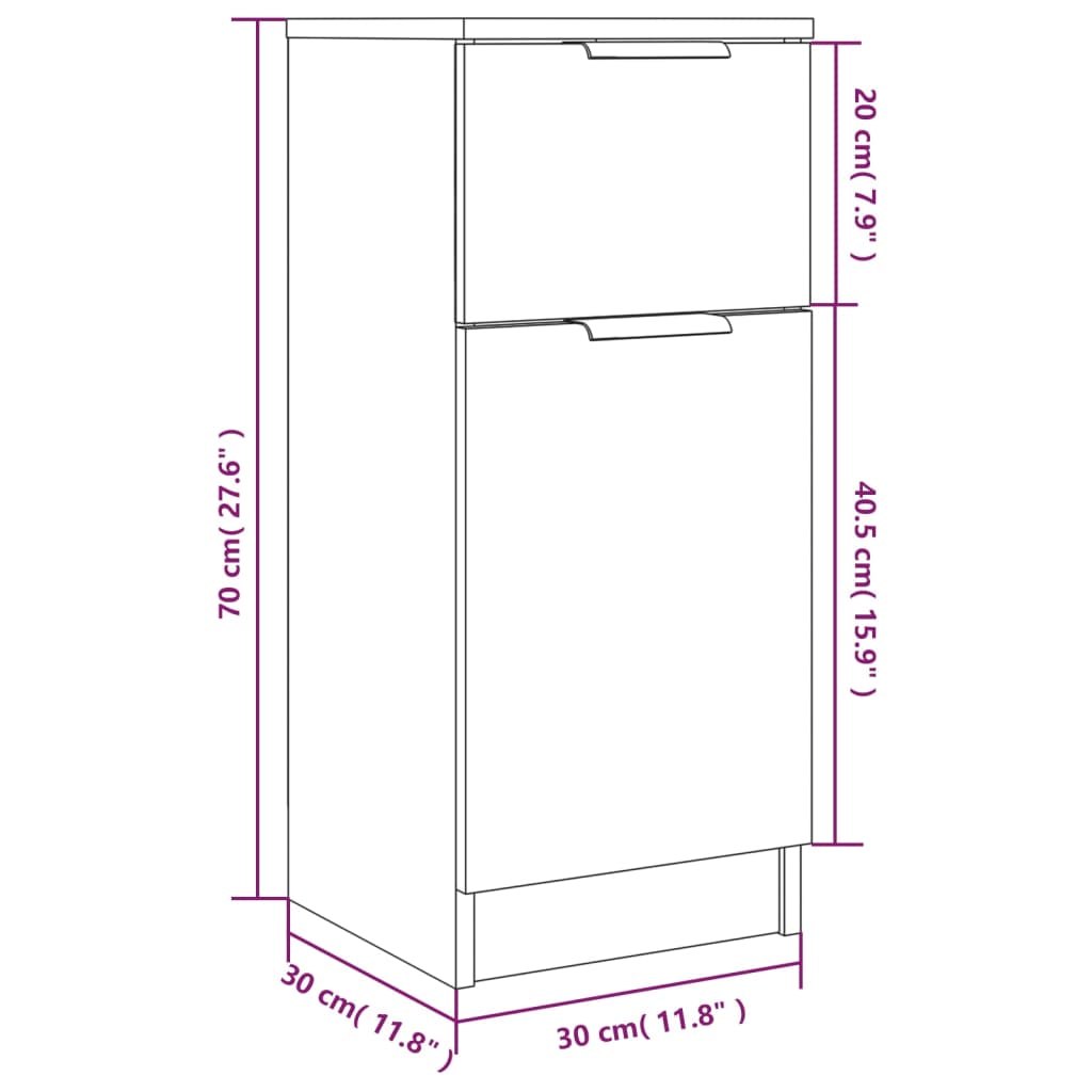 Sideboards 2 pcs Grey Sonoma 30x30x70 cm Engineered Wood