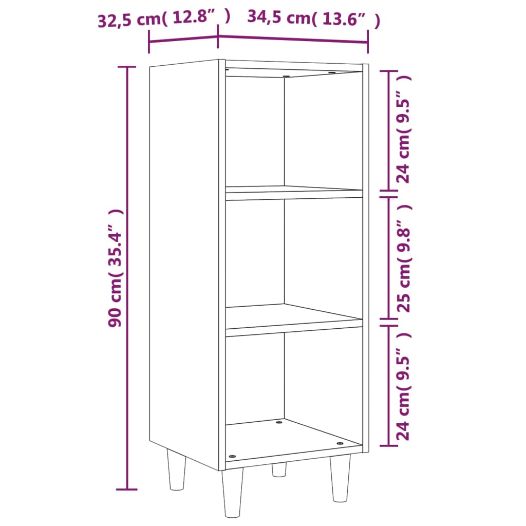 Sideboard Grey Sonoma 34.5x32.5x90 cm Engineered Wood