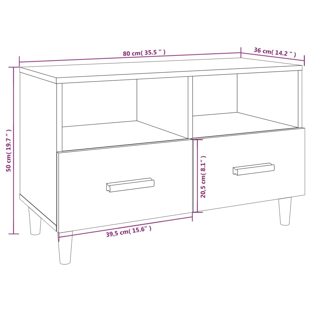 TV Cabinet Grey Sonoma 80x36x50 cm Engineered Wood