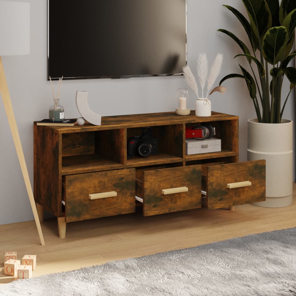 Modern Wooden TV Tele Stand Unit Cabinet With 3 Storage Drawers Wood