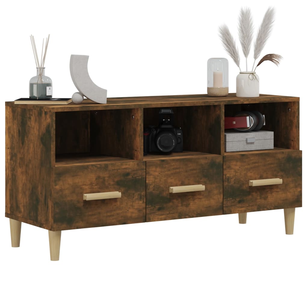 Modern Wooden TV Tele Stand Unit Cabinet With 3 Storage Drawers Wood