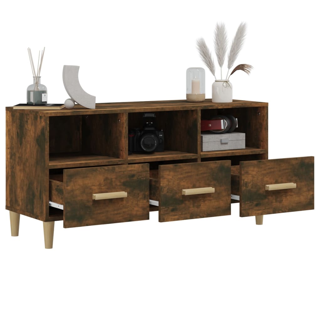 Modern Wooden TV Tele Stand Unit Cabinet With 3 Storage Drawers Wood