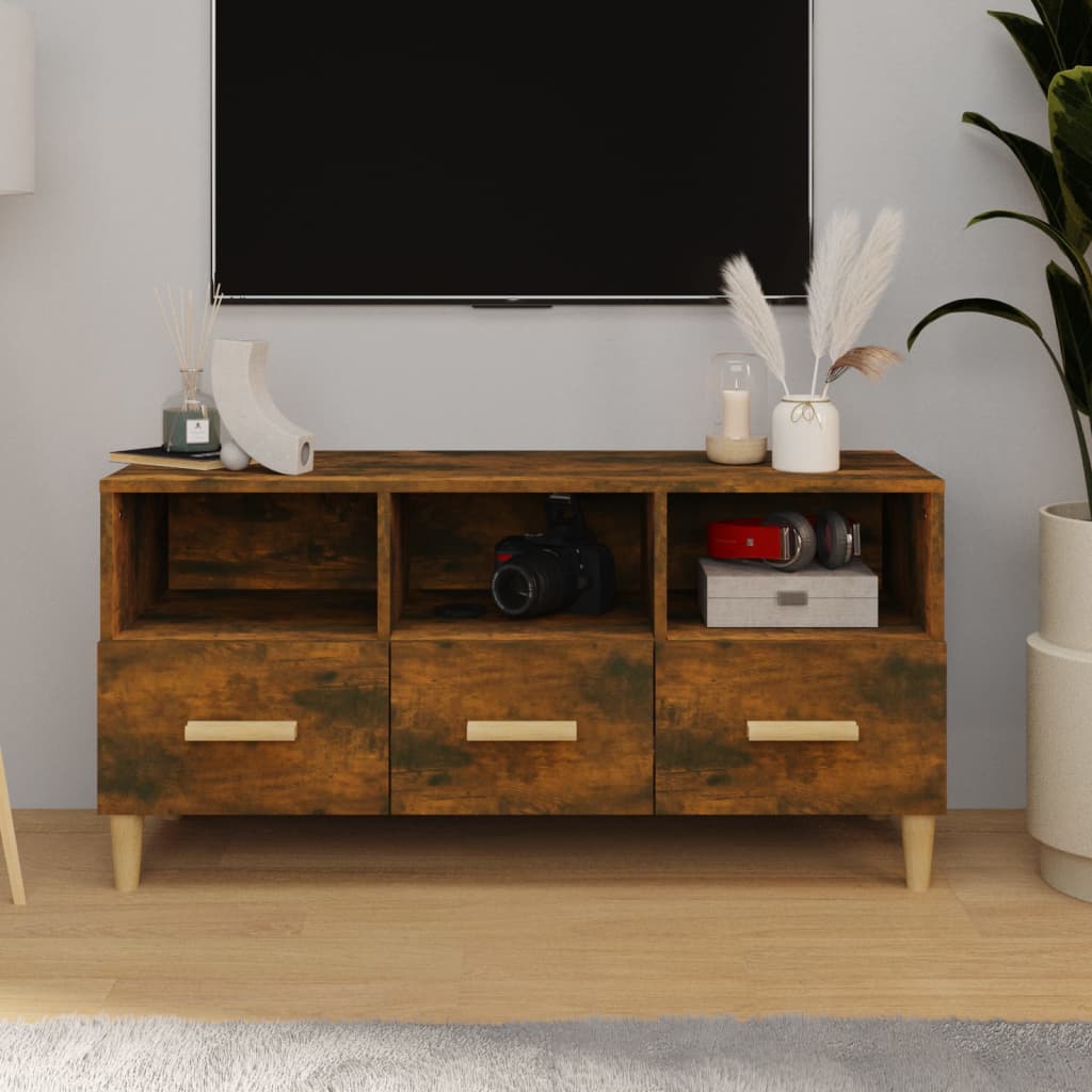 Modern Wooden TV Tele Stand Unit Cabinet With 3 Storage Drawers Wood