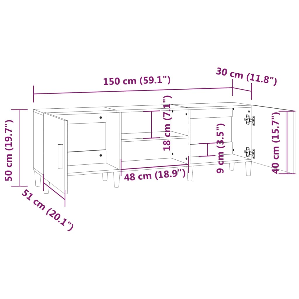 Modern Wooden TV Stand Cabinet Home Entertainment Media Unit With Storage