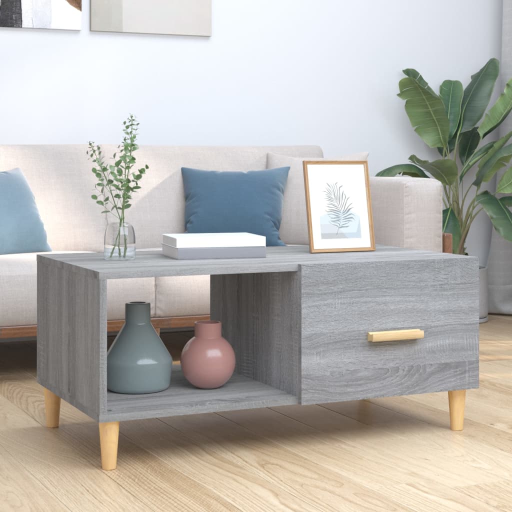 Coffee Table Grey Sonoma 89,5x50x40 cm Engineered Wood