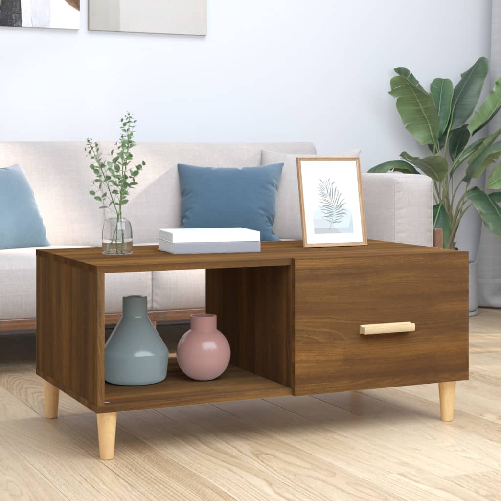 Coffee Table Brown Oak 89,5x50x40 cm Engineered Wood