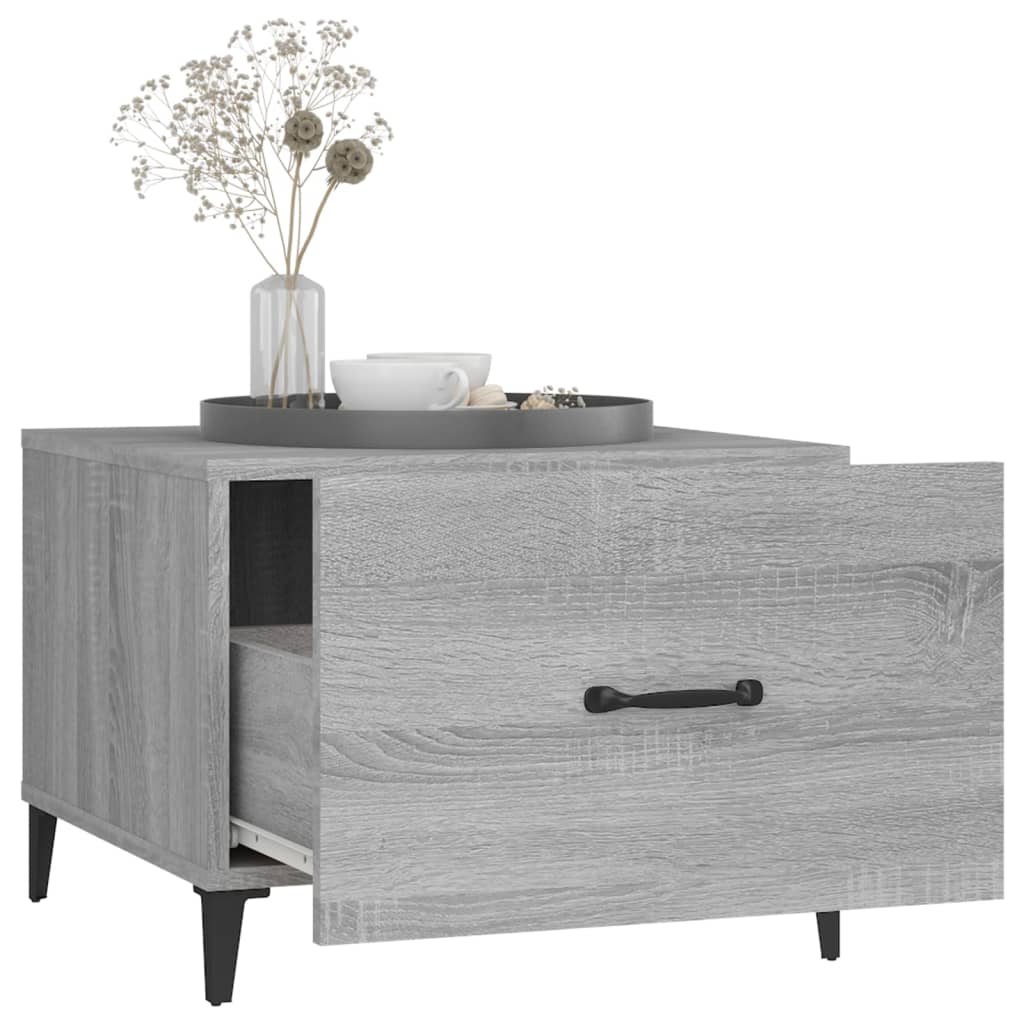 Coffee Table with Metal Legs Grey Sonoma 50x50x40 cm