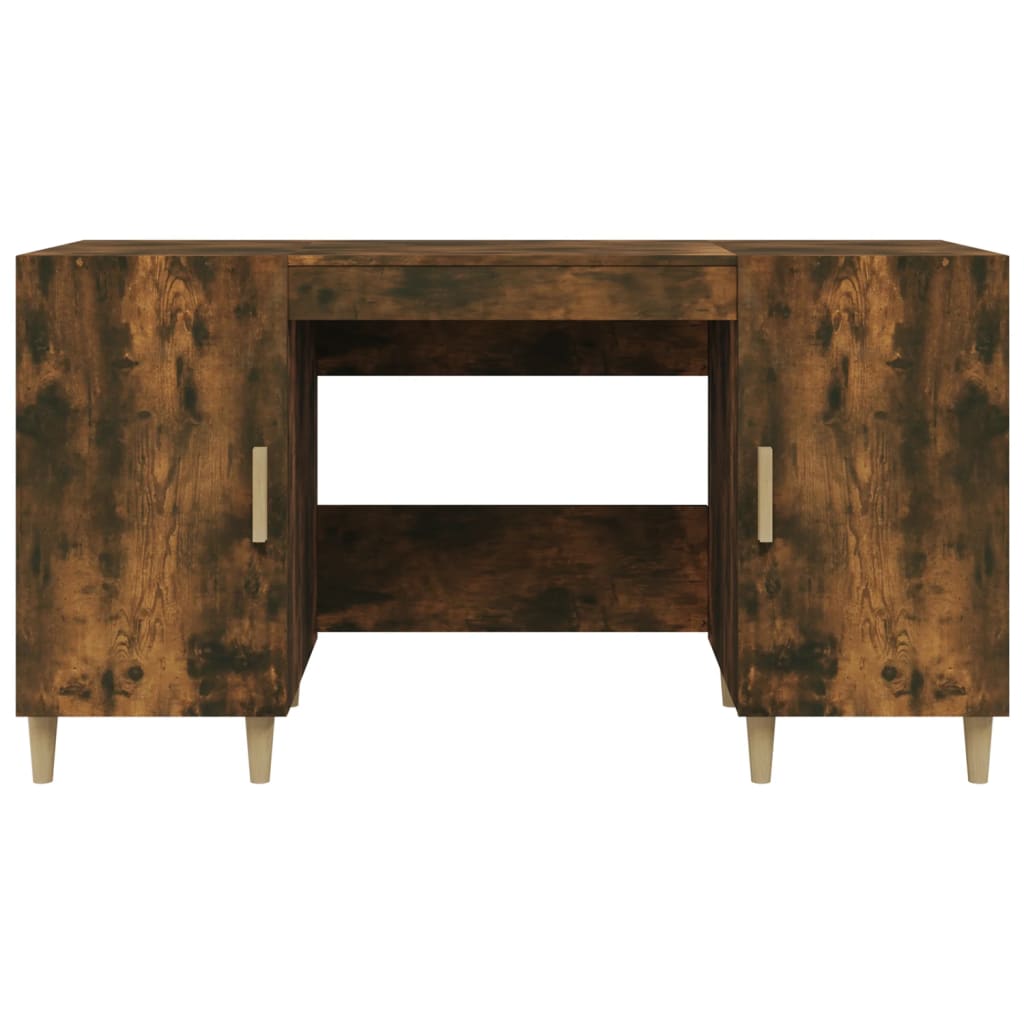 Modern Wooden Home Office Computer Desk Table With 2 Storage Cupboards Wood