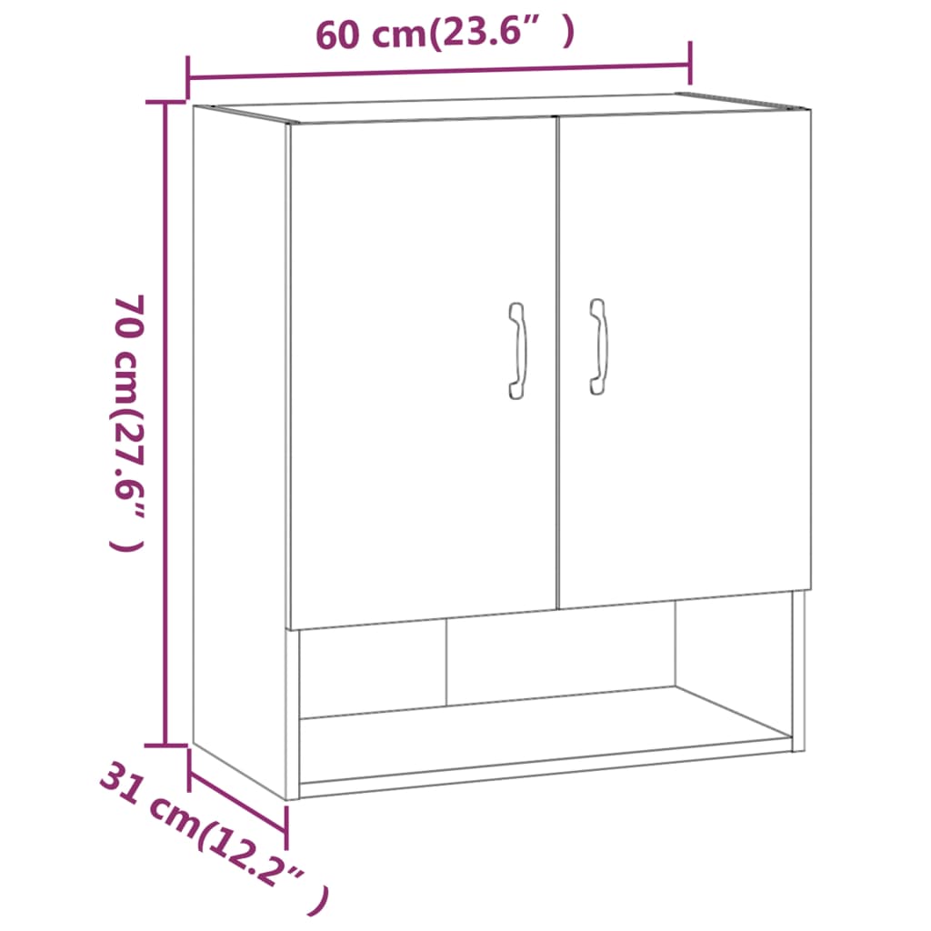 Wall Cabinet Grey Sonoma 60x31x70 cm Engineered Wood