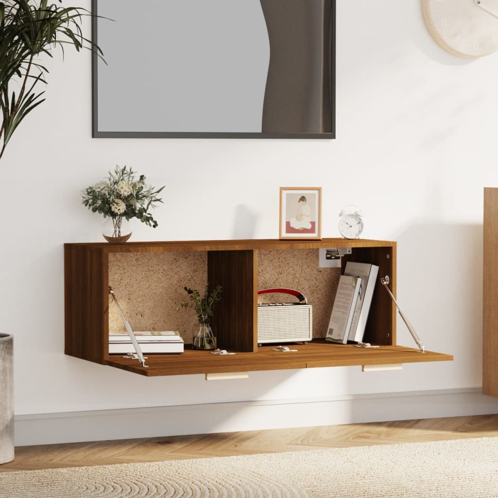 Wall Cabinet Brown Oak 100x36.5x35 cm Engineered Wood