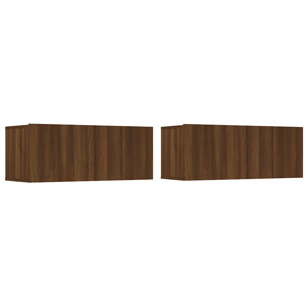TV Cabinets 2 pcs Brown Oak 80x30x30 cm Engineered Wood