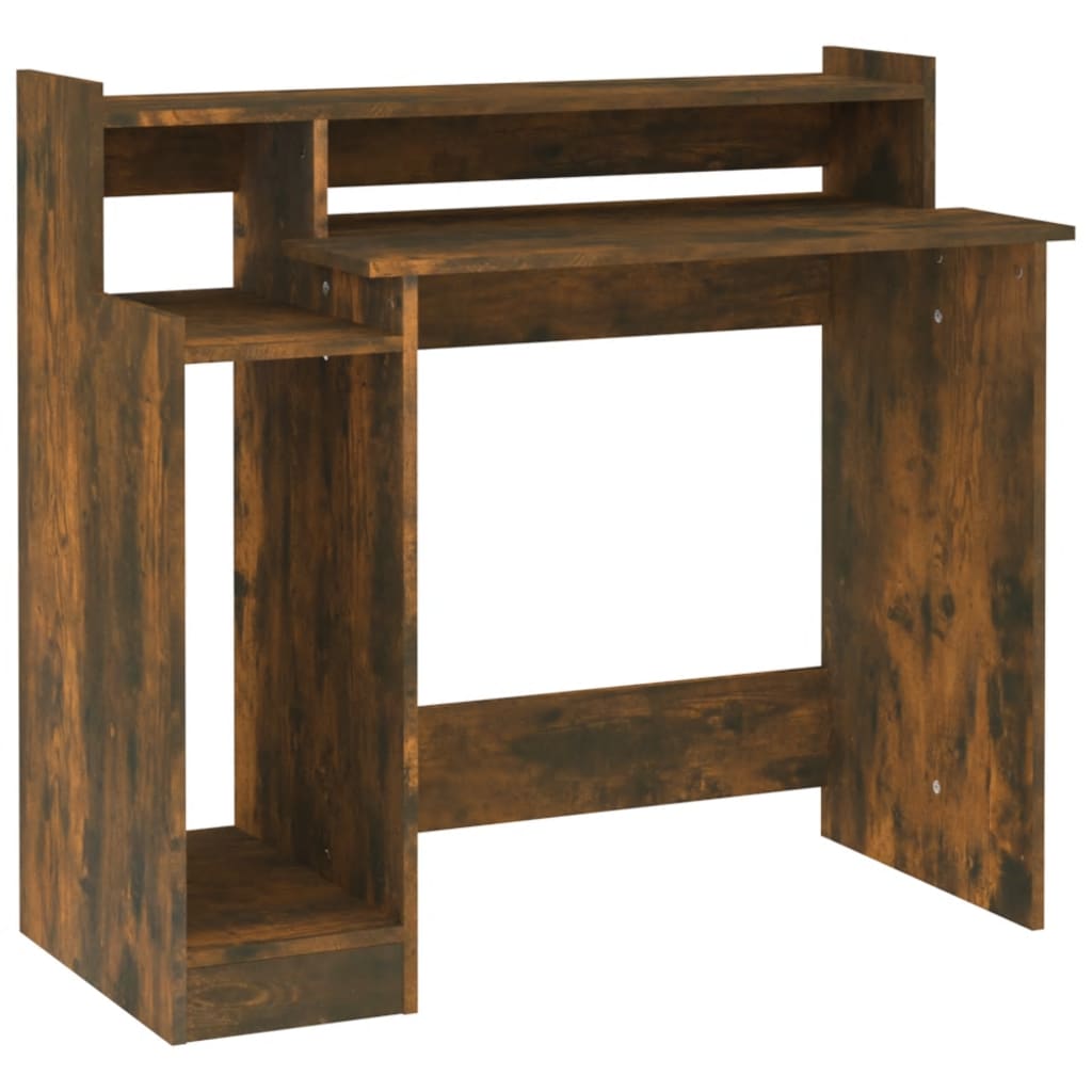 Modern Wooden Home Office Computer Gaming Desk With LED Lights Monitor Stand