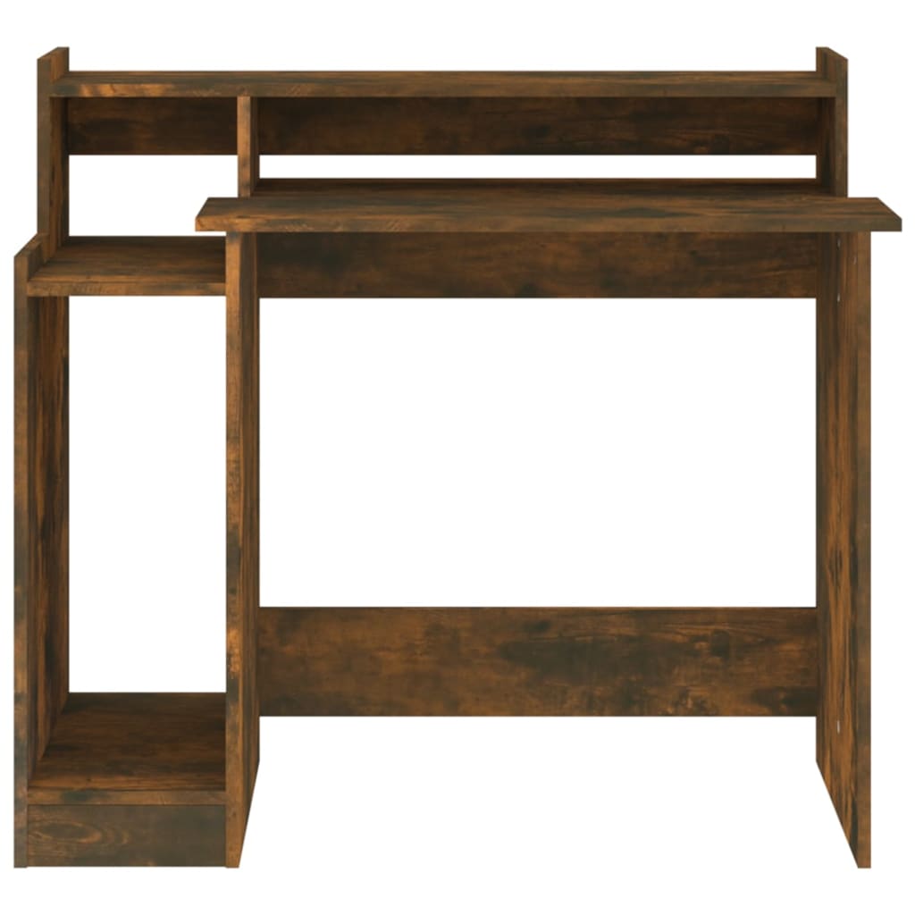Modern Wooden Home Office Computer Gaming Desk With LED Lights Monitor Stand