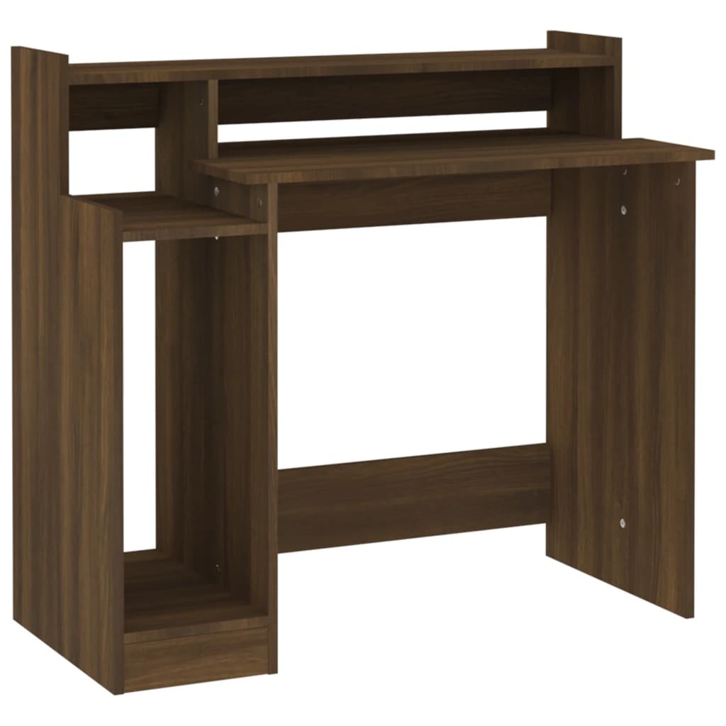 Modern Wooden Home Office Computer Gaming Desk With LED Lights Monitor Stand