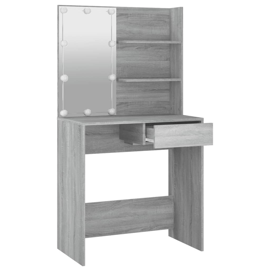 Modern Wooden Dressing Table Makeup Vanity Desk With LED Mirror & Drawer