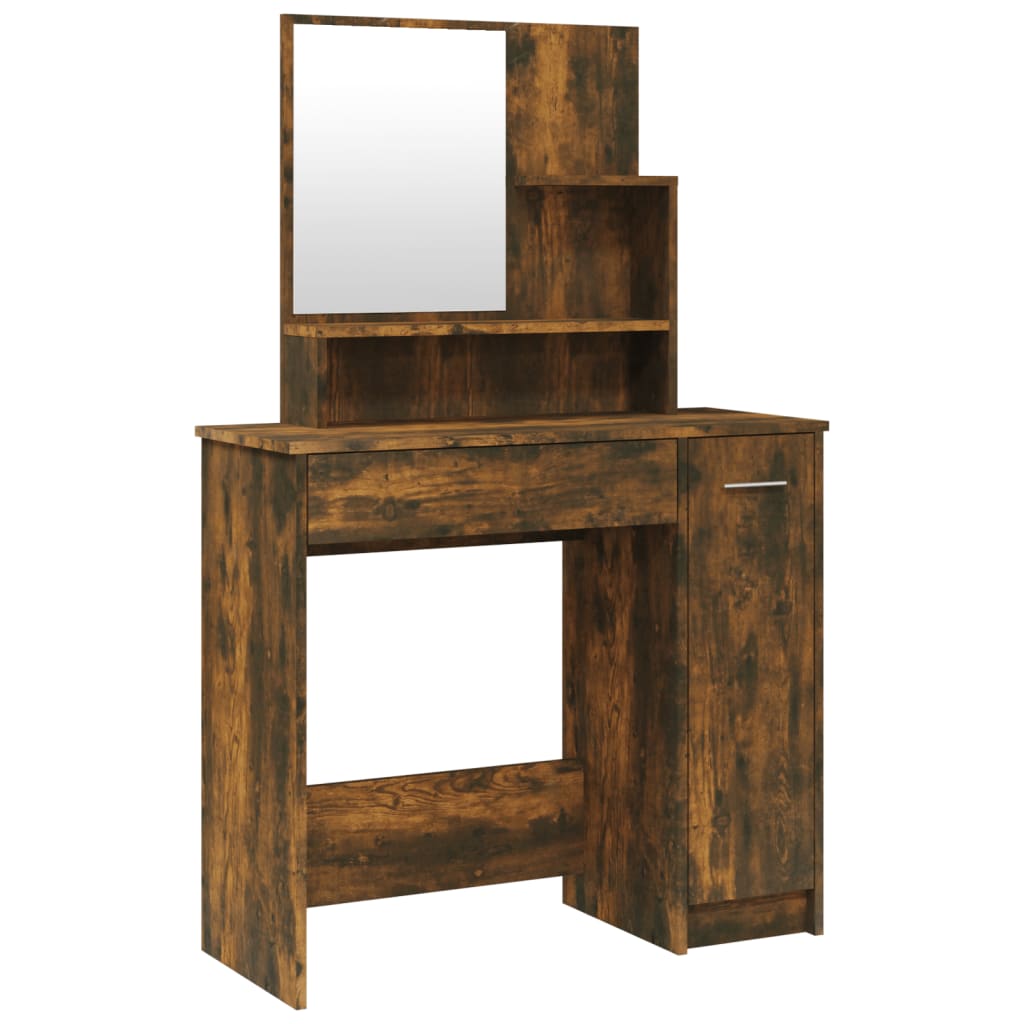 Modern Wooden Dressing Table Makeup Vanity Desk With Mirror & Cupboard