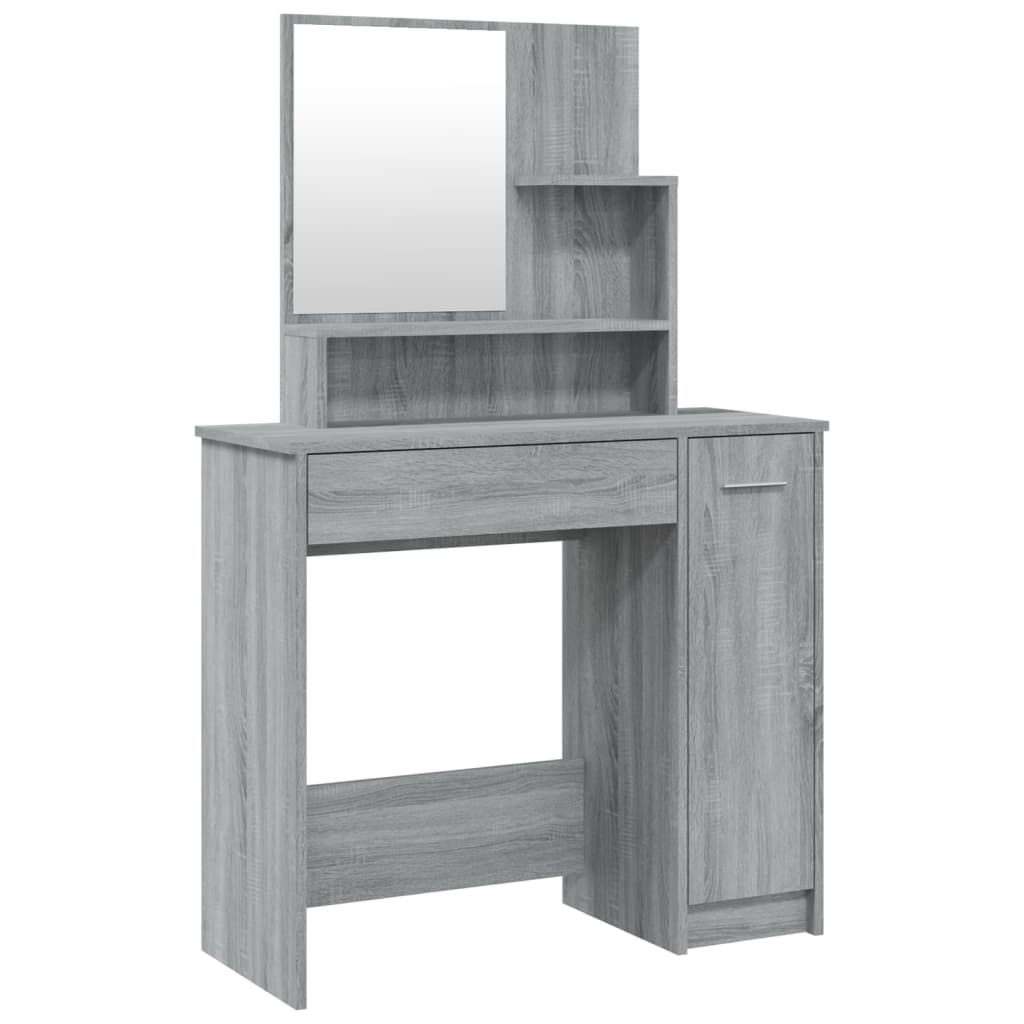 Modern Wooden Dressing Table Makeup Vanity Desk With Mirror & Cupboard
