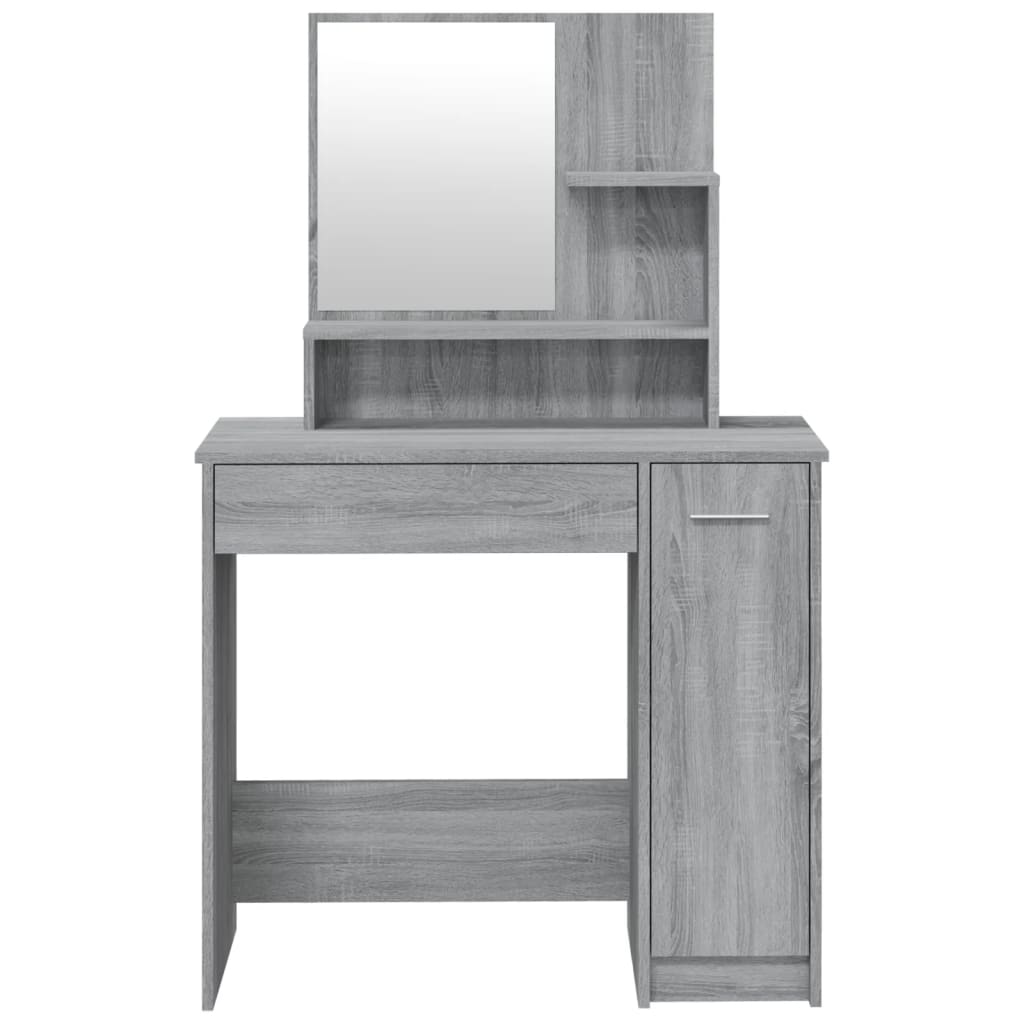 Modern Wooden Dressing Table Makeup Vanity Desk With Mirror & Cupboard