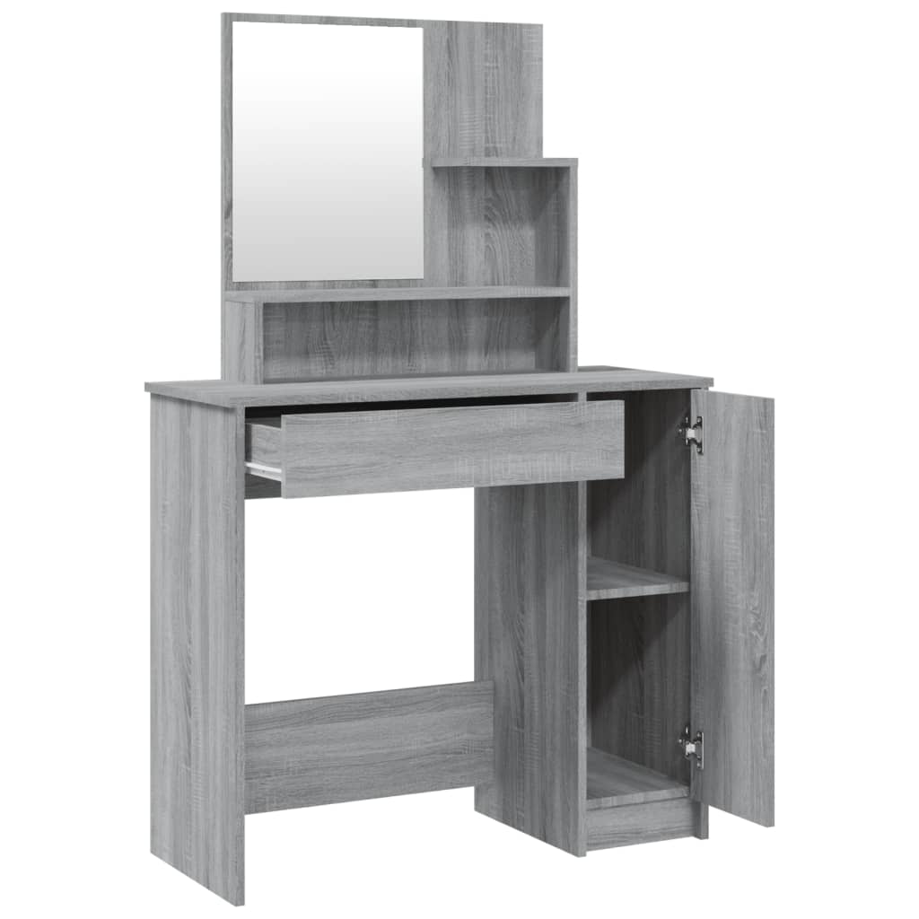 Modern Wooden Dressing Table Makeup Vanity Desk With Mirror & Cupboard