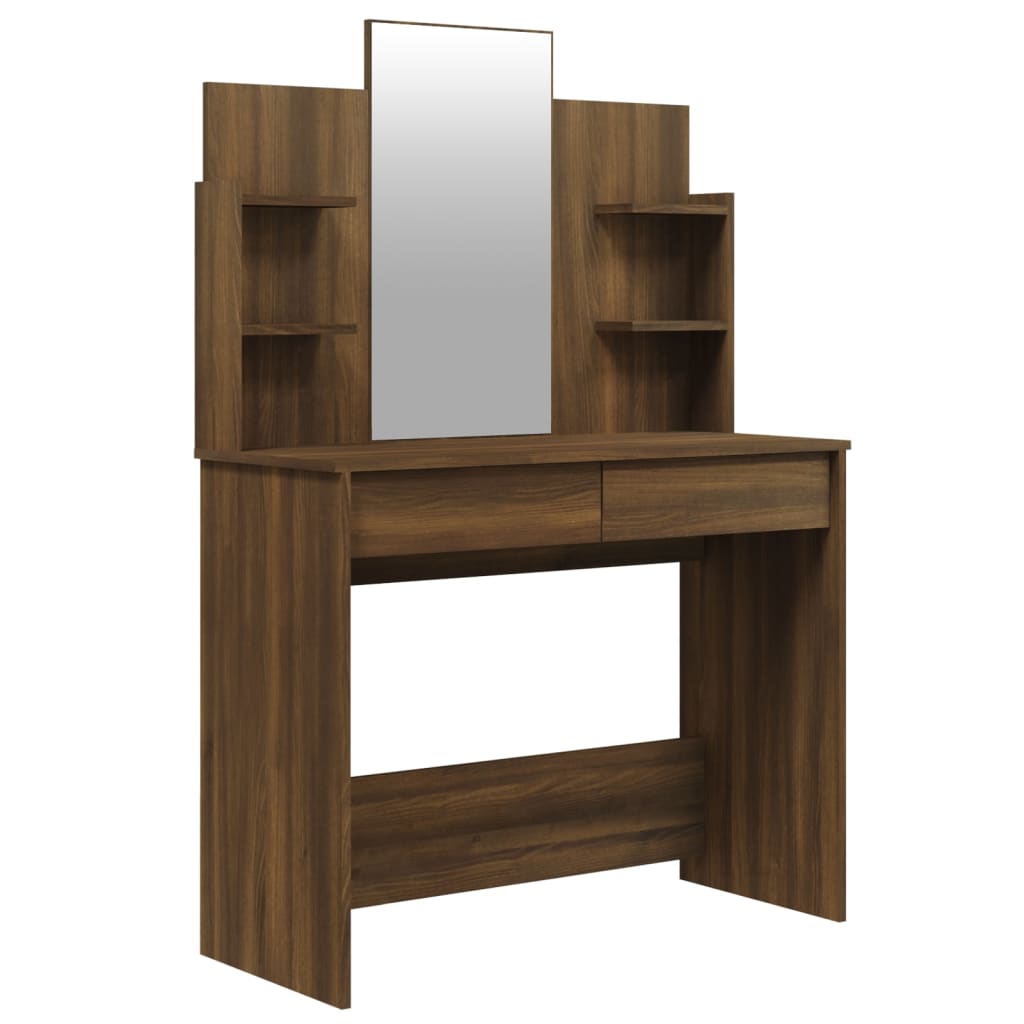 Dressing Table with Mirror Brown Oak 96x40x142 cm