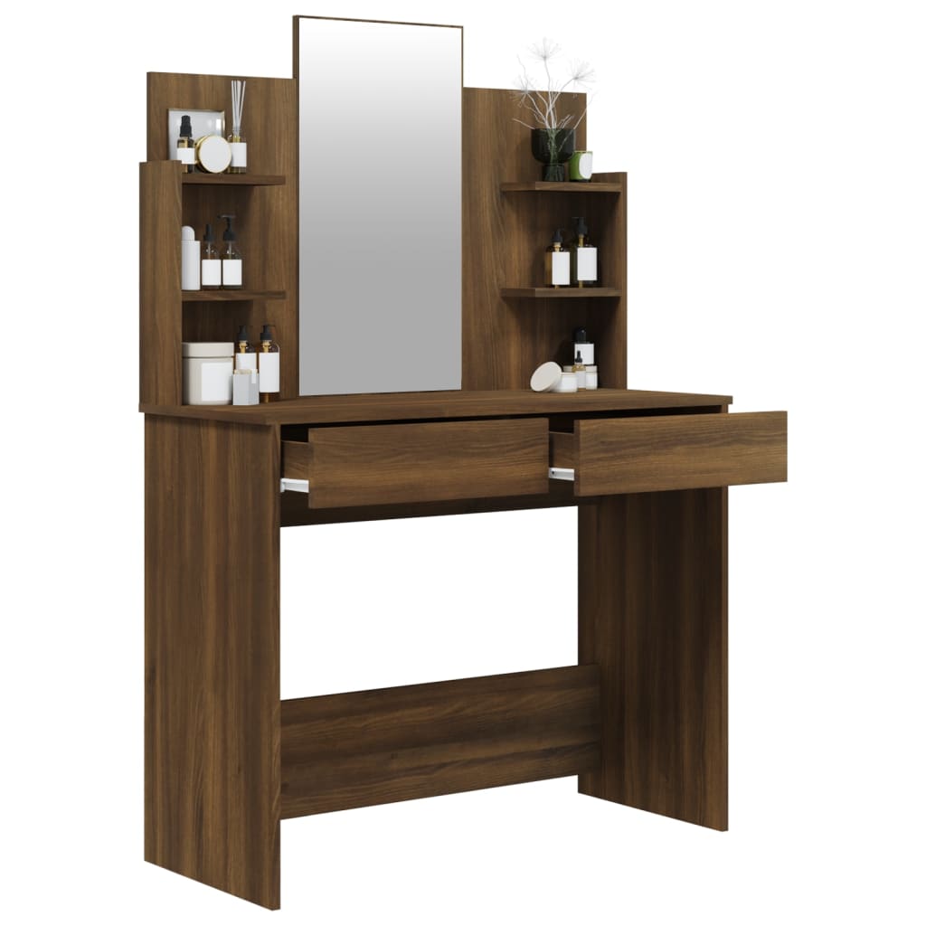 Dressing Table with Mirror Brown Oak 96x40x142 cm
