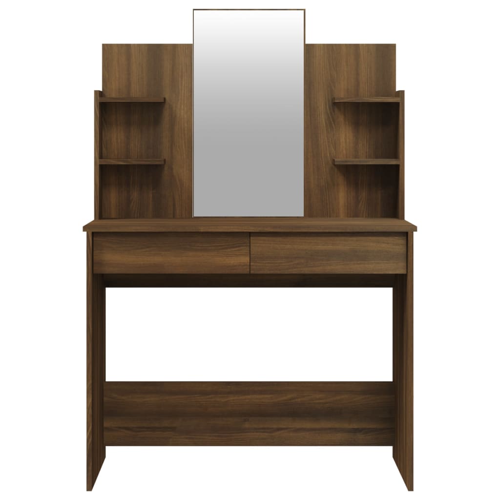 Dressing Table with Mirror Brown Oak 96x40x142 cm