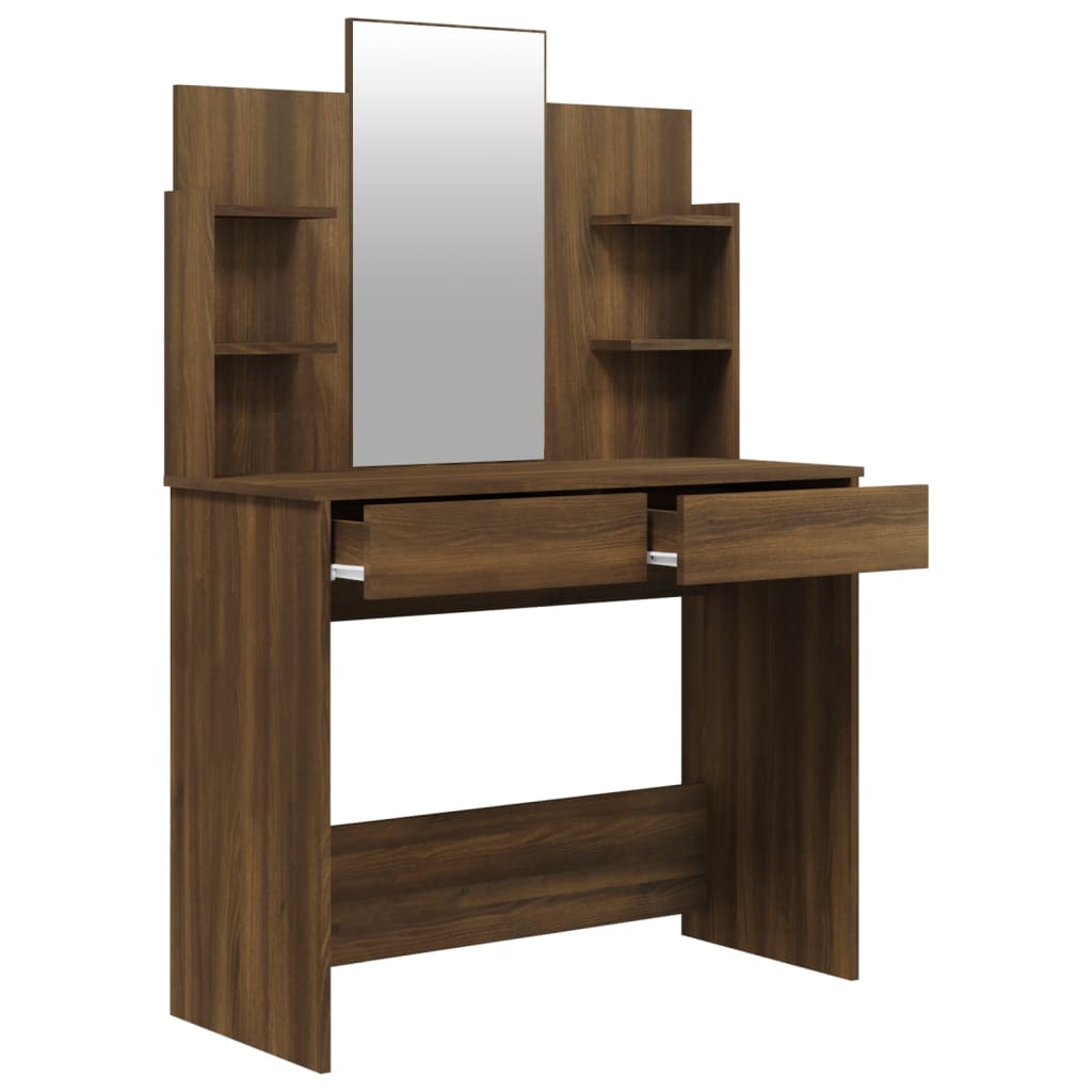 Dressing Table with Mirror Brown Oak 96x40x142 cm